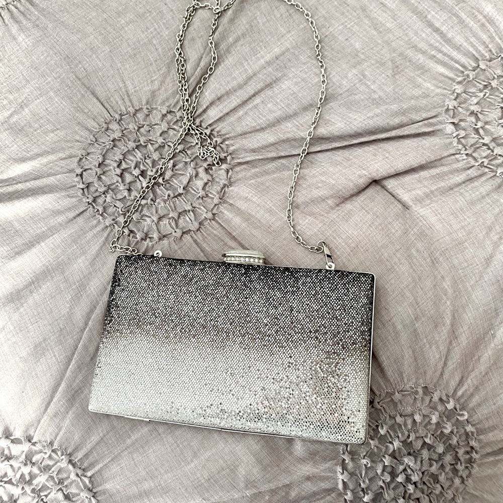 Silver Glitter Clutch Purse